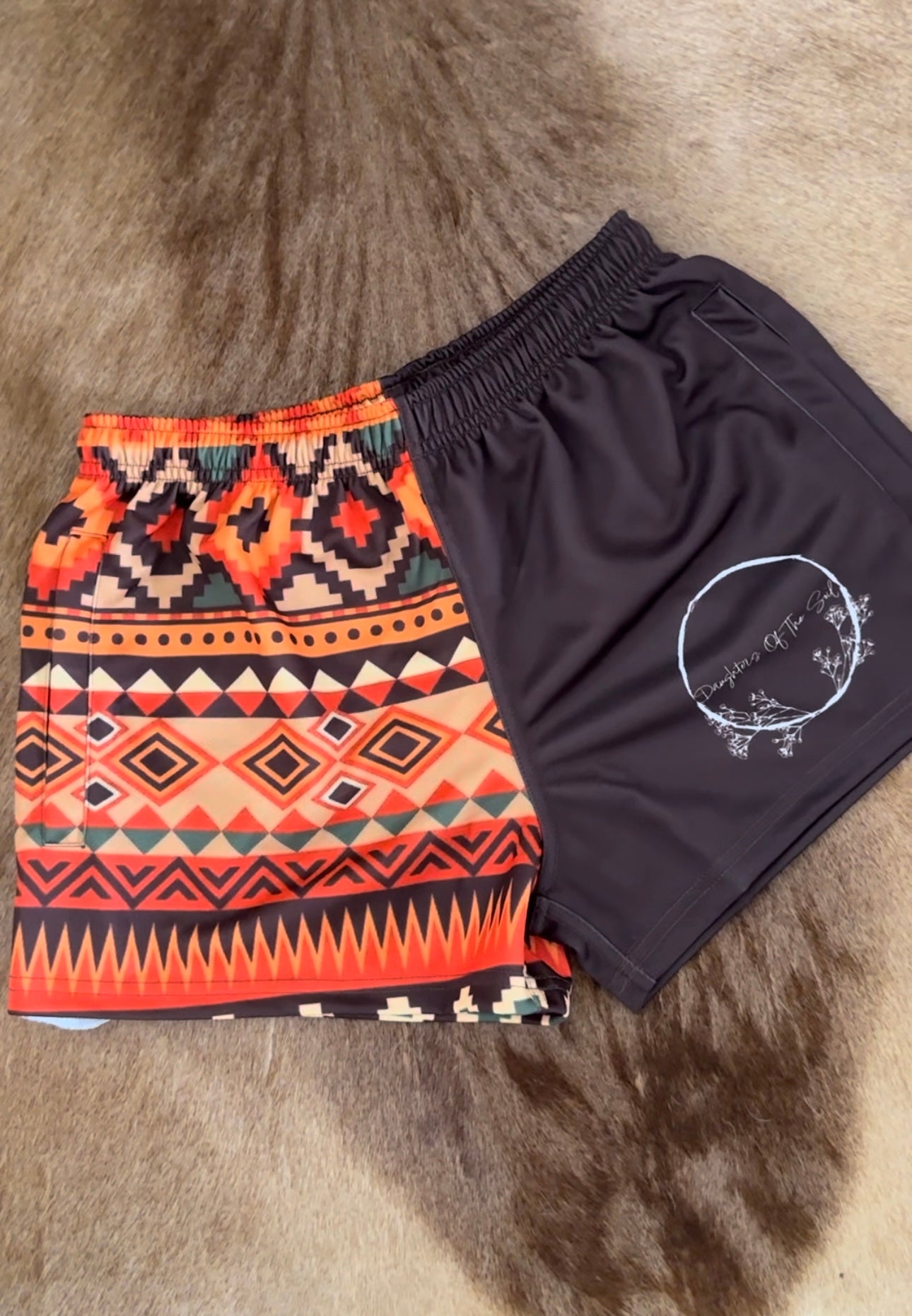 Chocolate Orange Aztec Footy Shorts