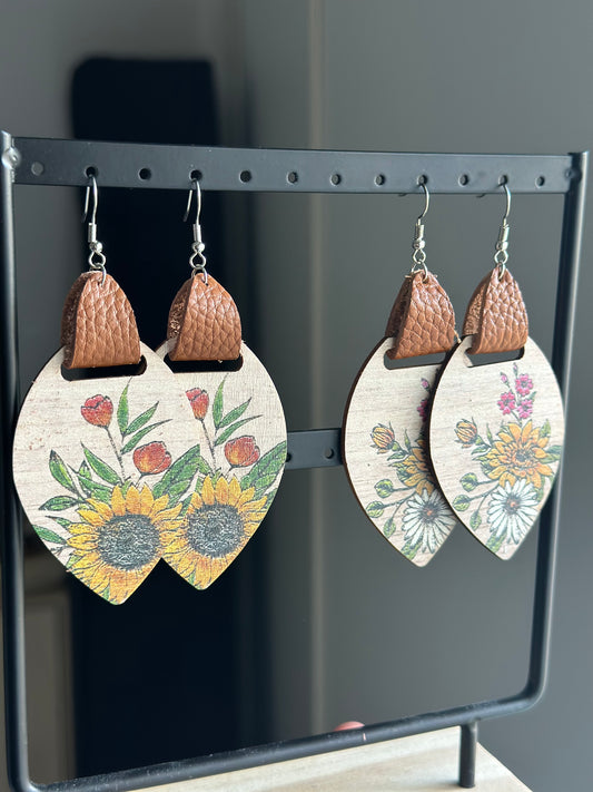 Floral Timber Danglies