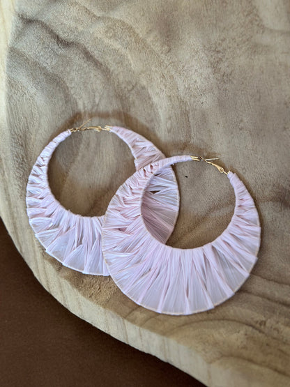 Webbed Pink Rattan Hoops