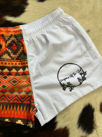 Orange Aztec Footy Shorts