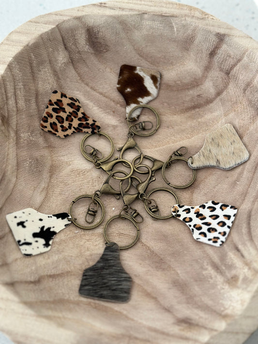 Leather Cattle Tag Keyrings