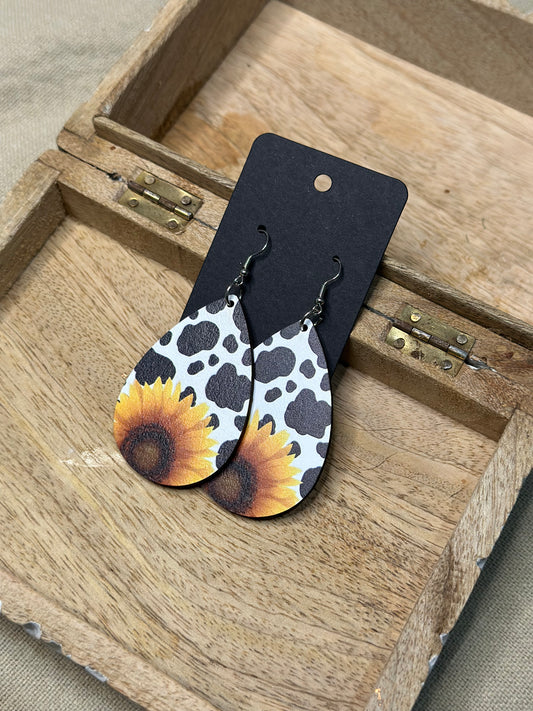 Cow Print & Sunflowers Danglies