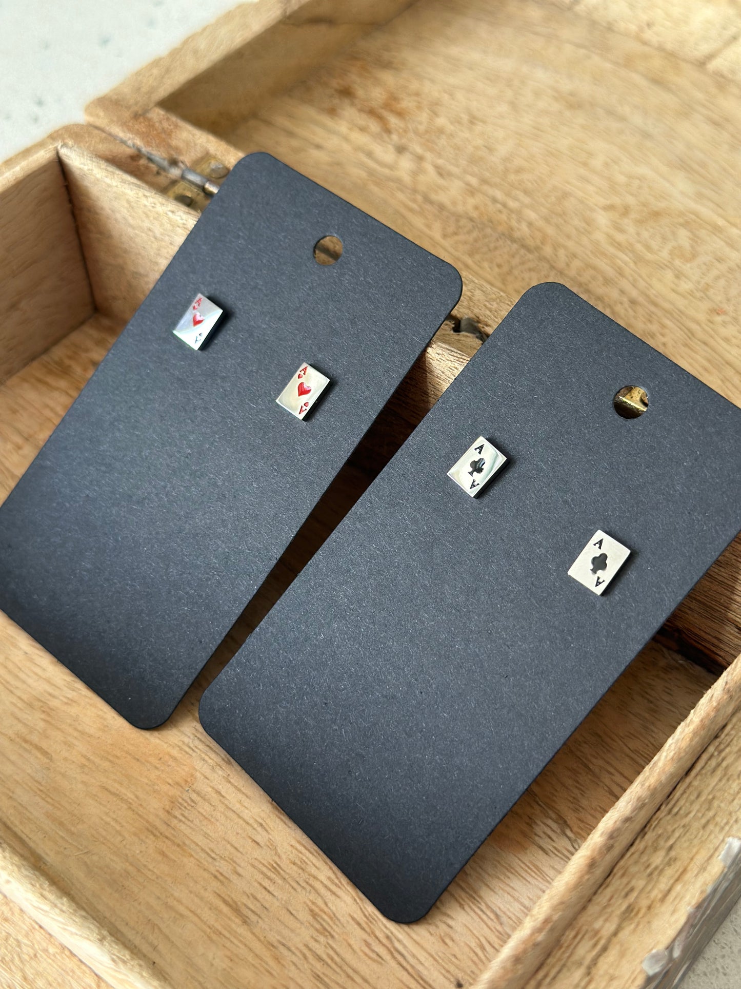 Stainless Ace Cards Studs