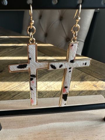 Hide Cross Earrings