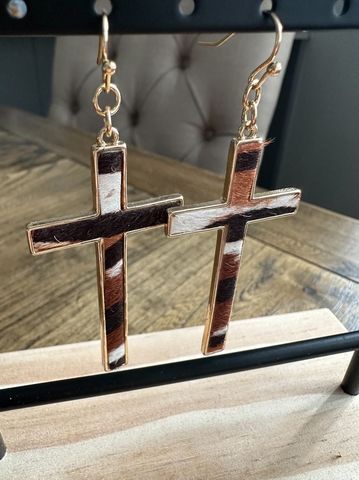 Hide Cross Earrings