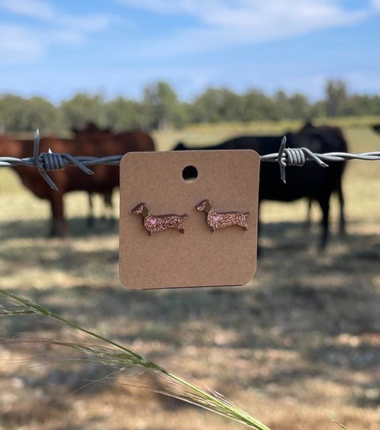 Heart Dachshund Studs