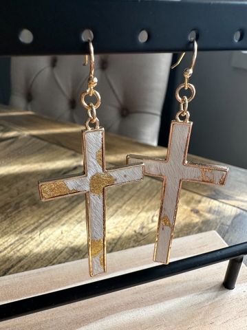 Hide Cross Earrings